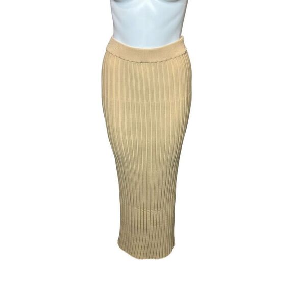 Princess Polly tan ribbed knit form fitting maxi skirt size 10 - Picture 1 of 16